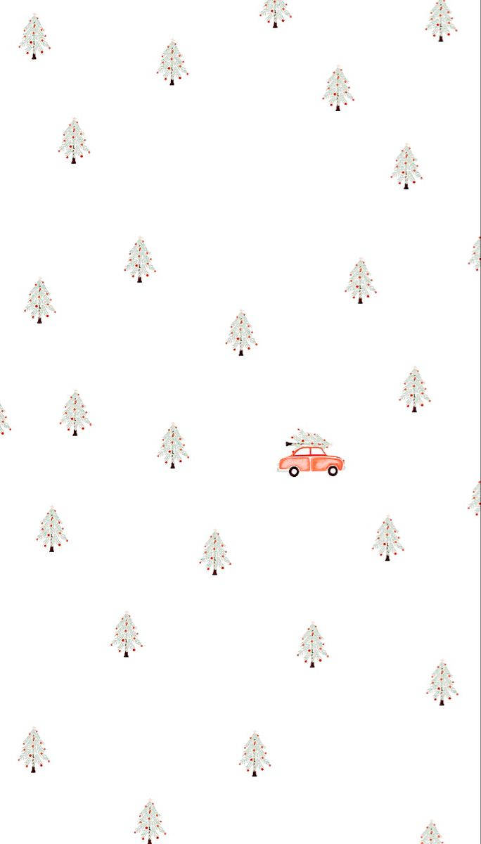 coral car, Christmas tree, field of scattered decorated trees, SD Phone Wallpaper