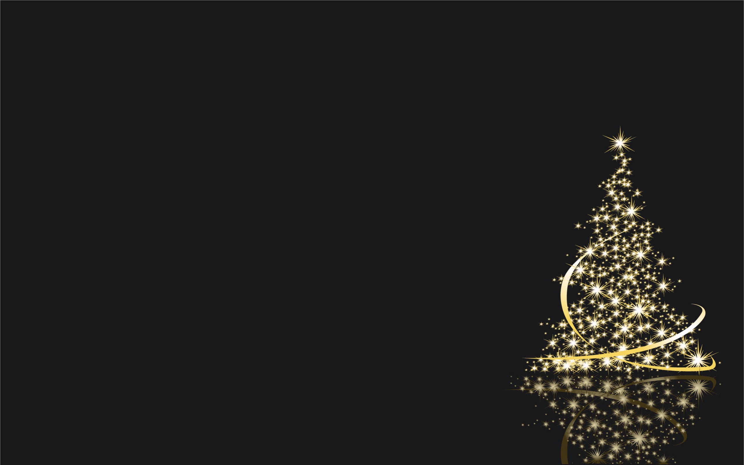 minimalist christmas, golden Christmas tree, sparkling stars, 2K Desktop Wallpaper