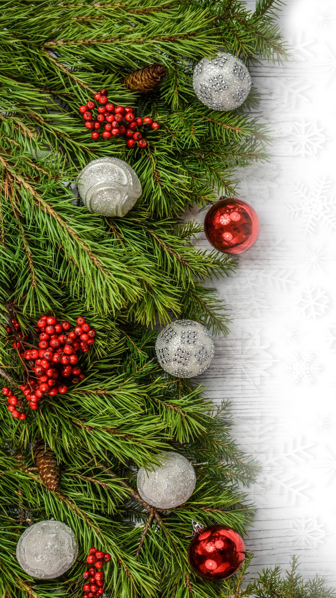 minimalist christmas, warmth, fresh green pine branches, Full HD Phone Wallpaper