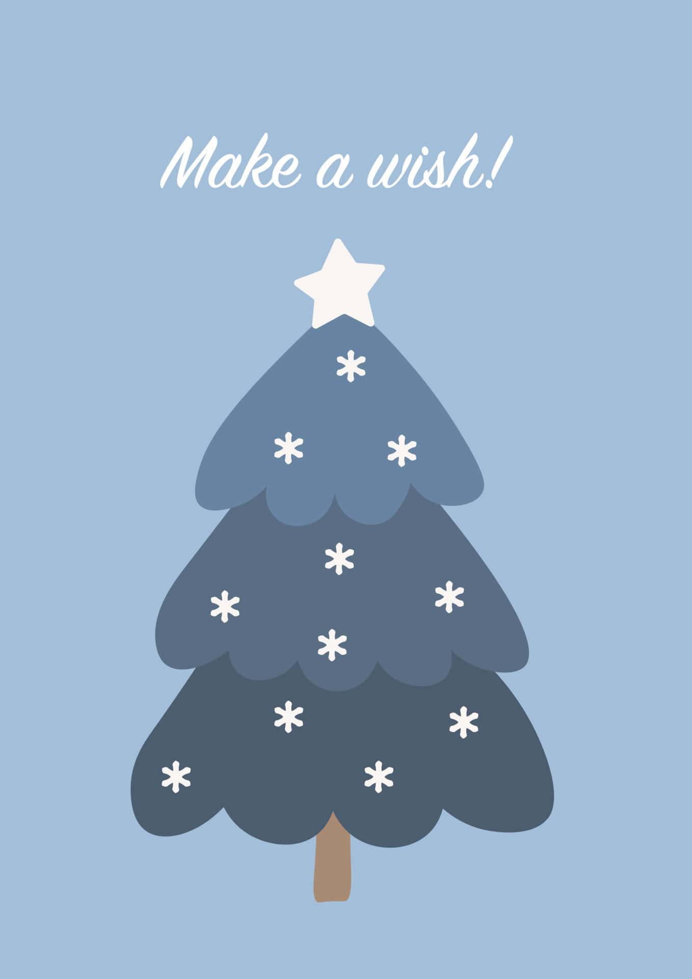 cute simple christmas, blue Christmas tree, white snowflakes, Full HD Phone Wallpaper