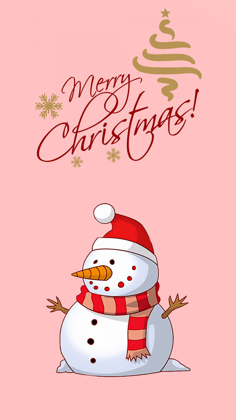 Simple Christmas Snowman, red hat, striped scarf, HD Phone Wallpaper