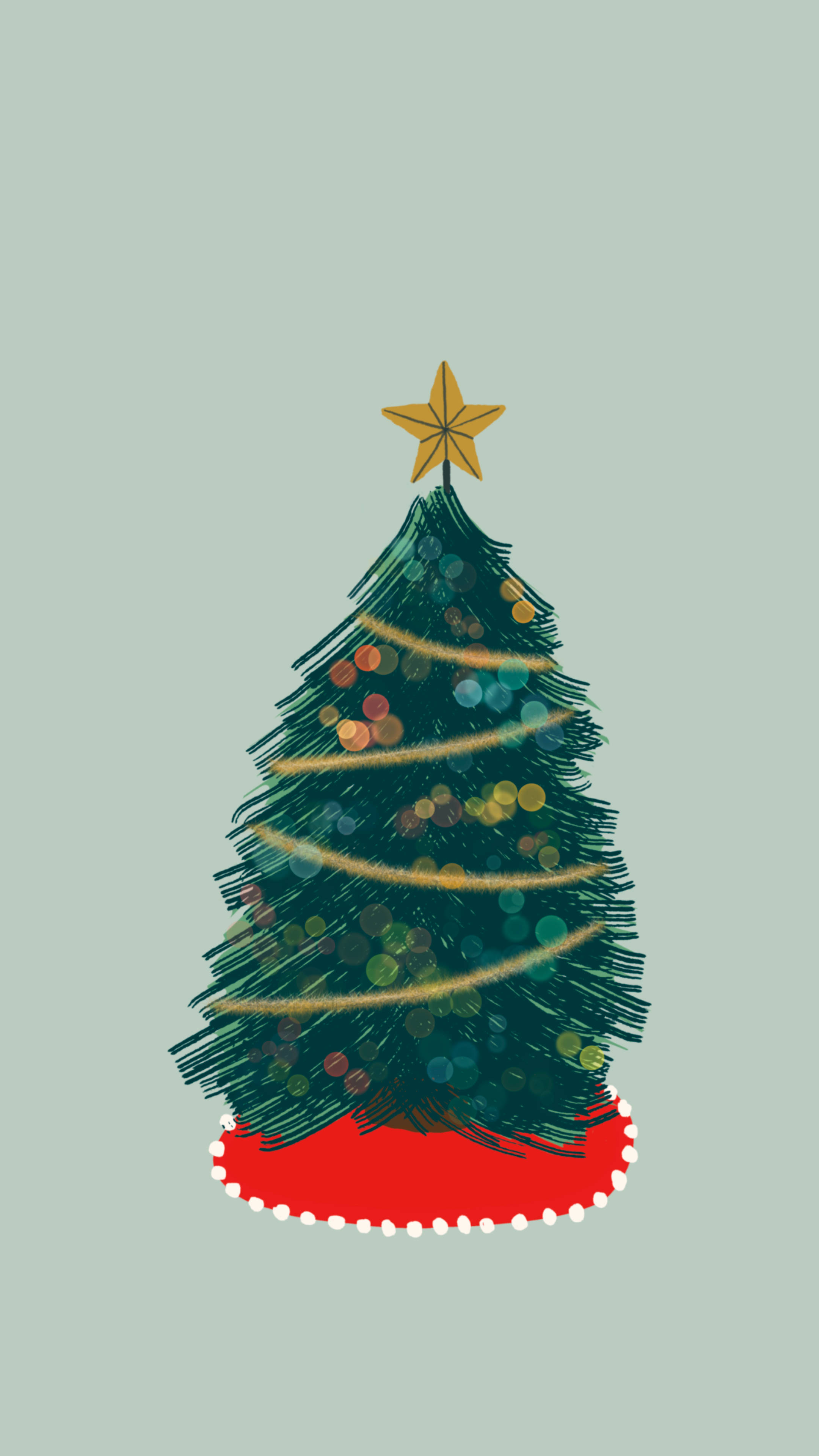 minimalist christmas, gold garlands, bokeh lights, 4K Phone Wallpaper