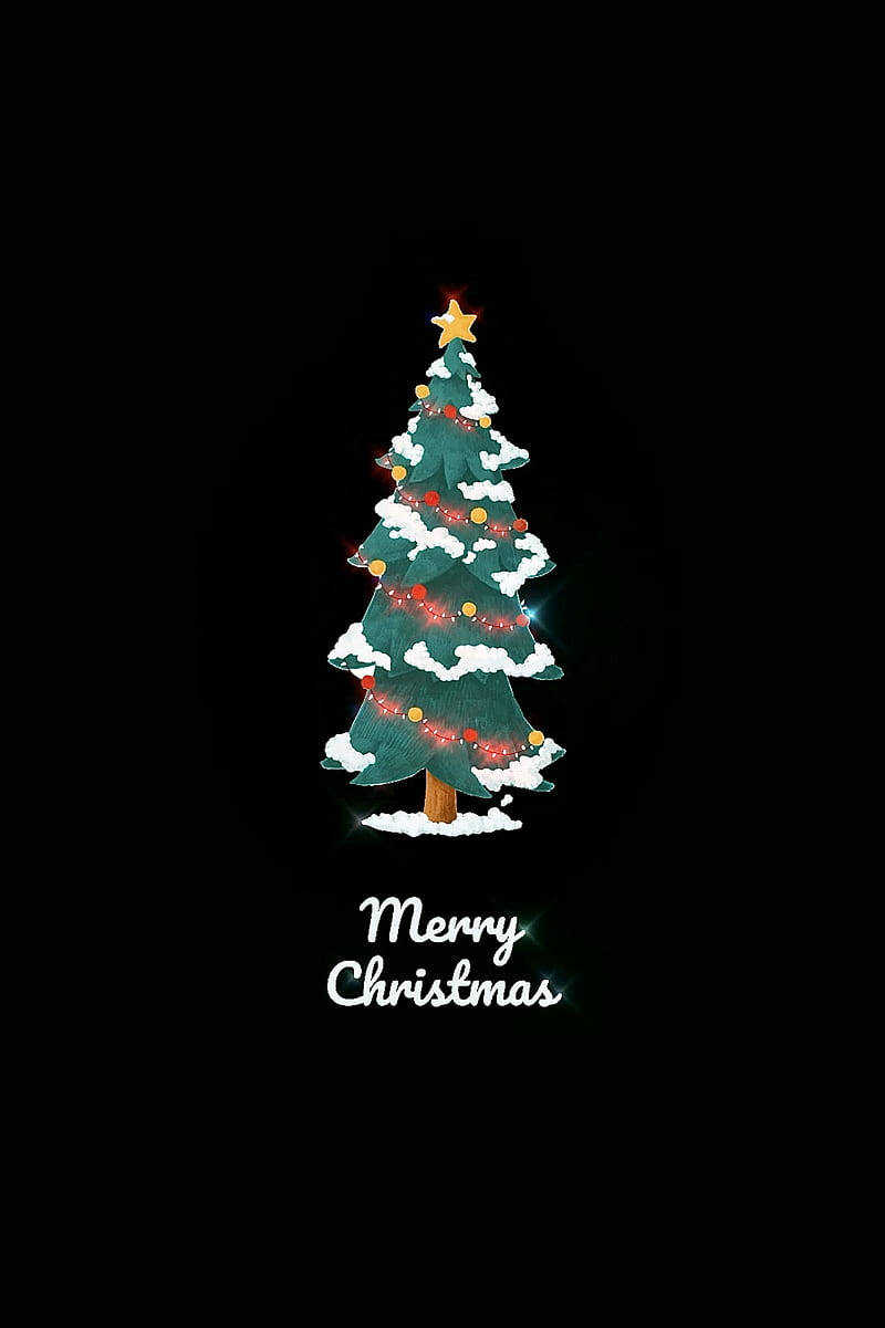 Merry Christmas, glowing lights, snow, SD Phone Wallpaper