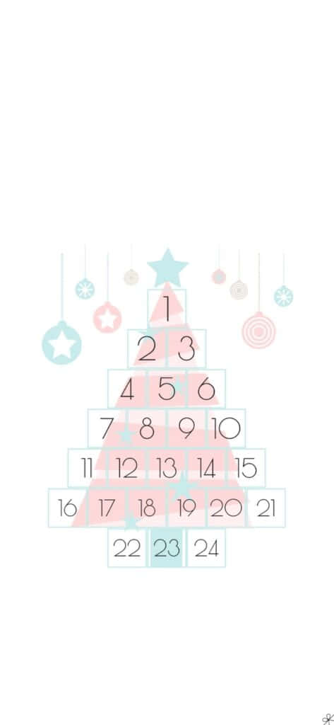 Cute Simple Christmas Tree Calendar, minimalist, pastel Christmas tree, SD Phone Wallpaper