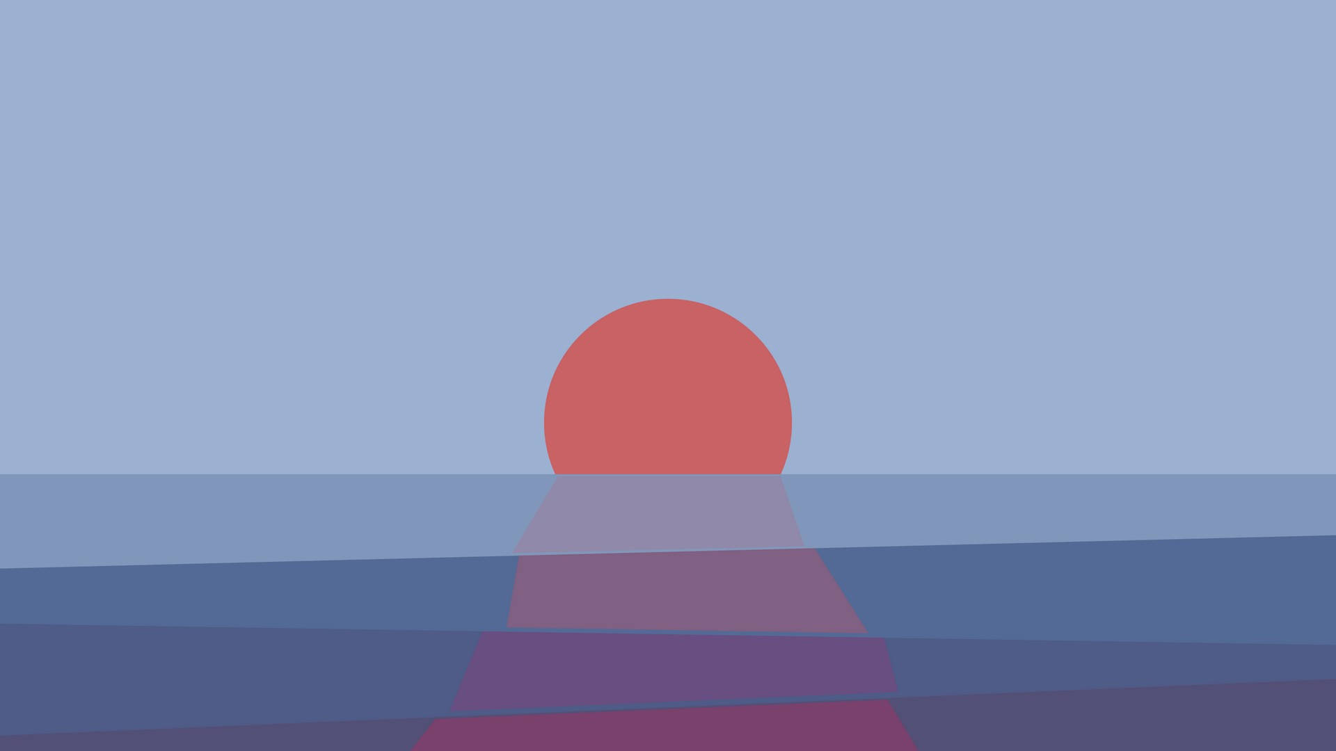 Simple Clean, red sunset, coral sun, Full HD Desktop Wallpaper