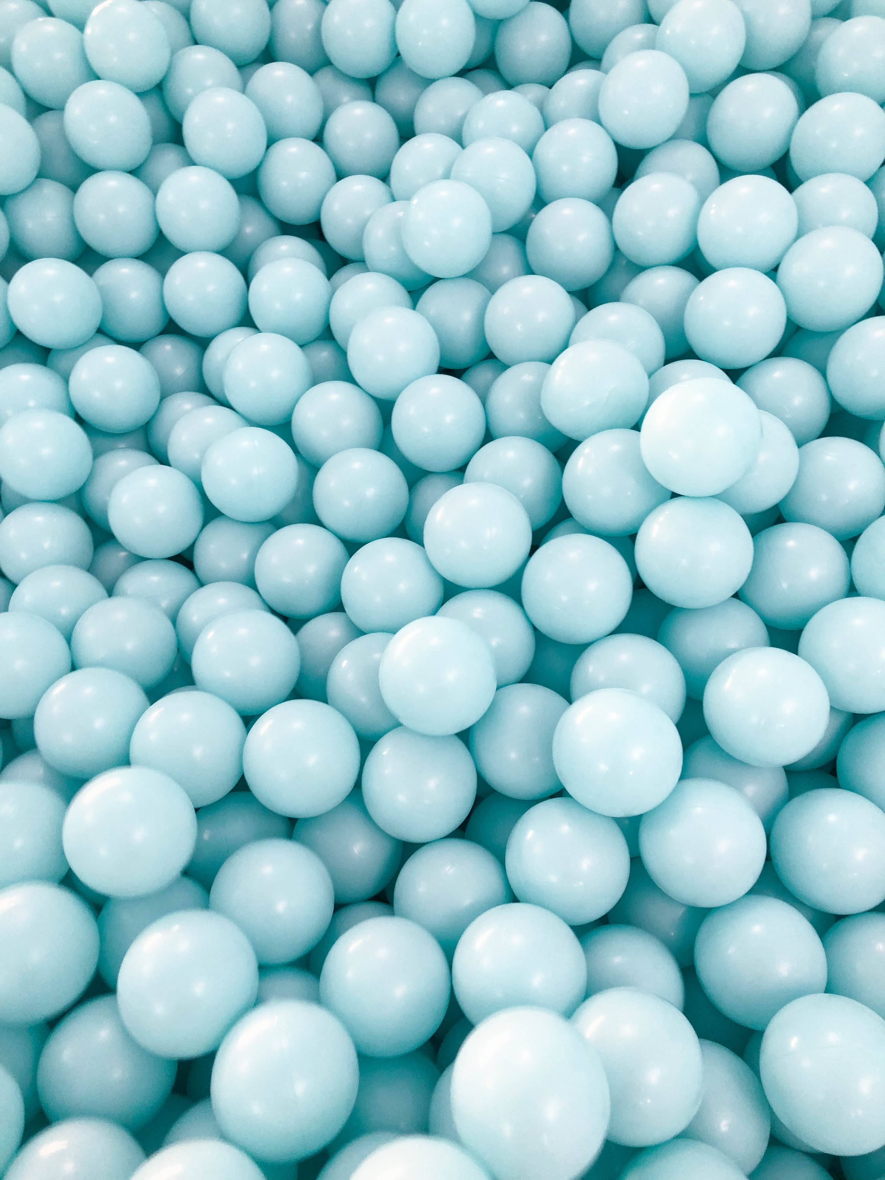 light blue balloons, plastic balls, soft reflections, 4K Phone Wallpaper