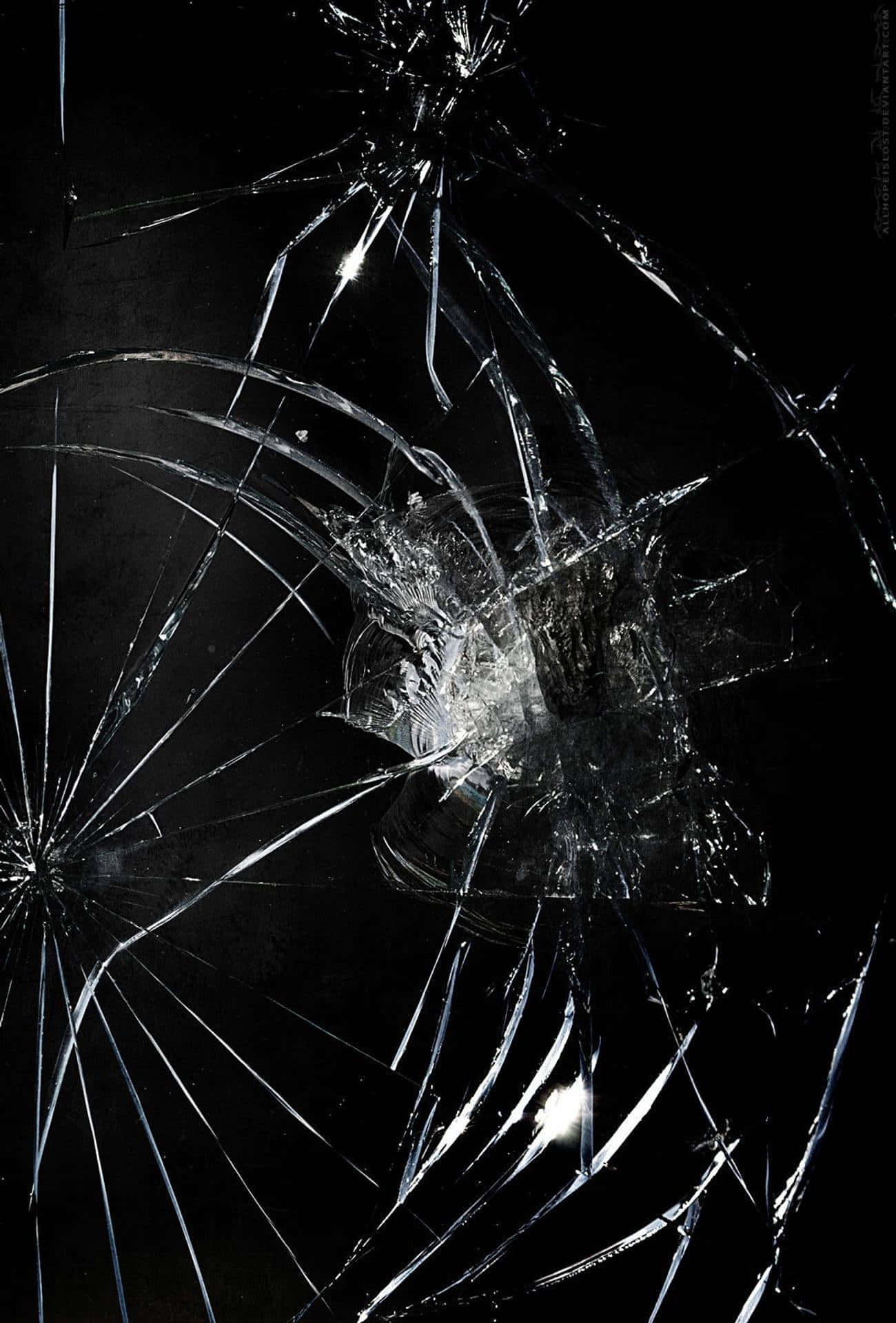 Simple Dark, shattered glass, sharp cracks, Full HD Phone Wallpaper