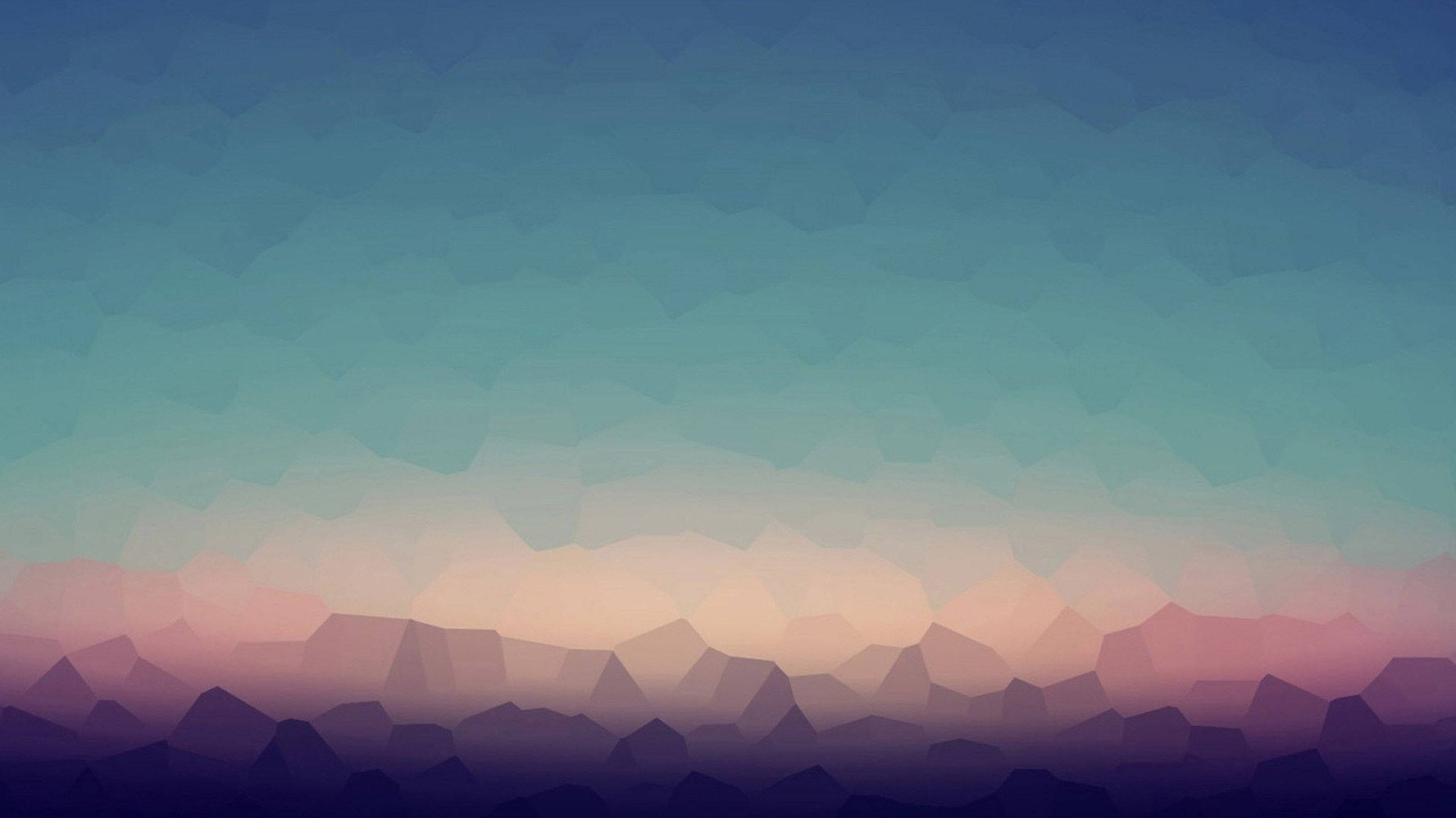 Simple Desktop, mosaic landscape, low-poly digital sky gradient, 2K Desktop Wallpaper