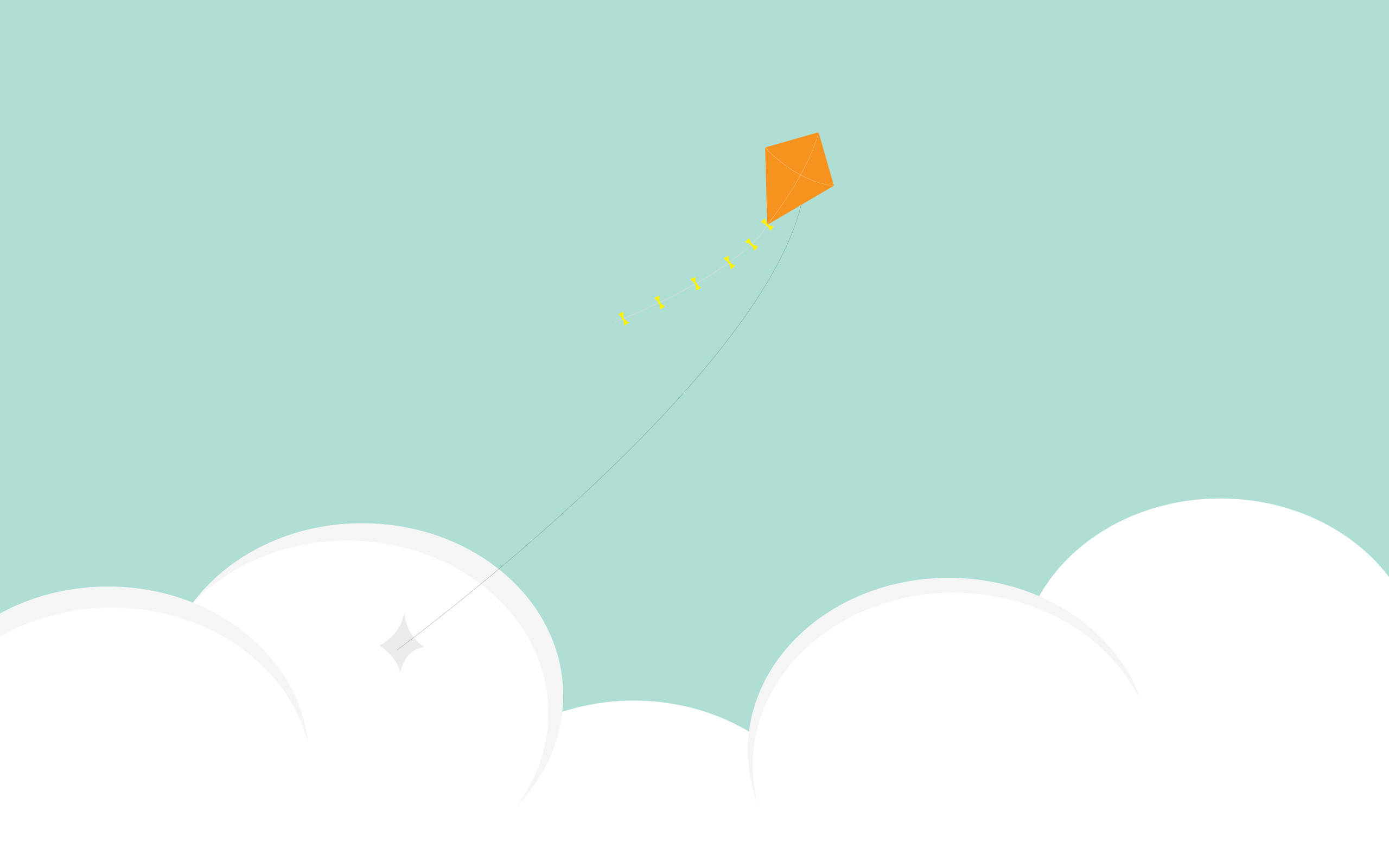 Simple Desktop, flying kite, bright orange, 2K Desktop Wallpaper
