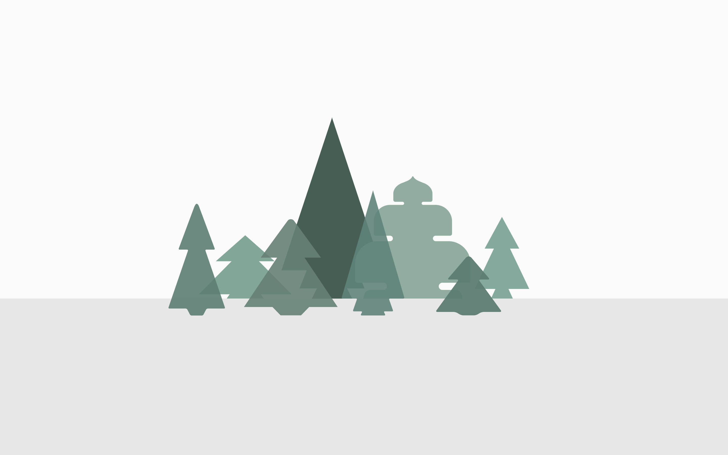 Simple Desktop, pine trees, geometric pine trees, 2K Desktop Wallpaper