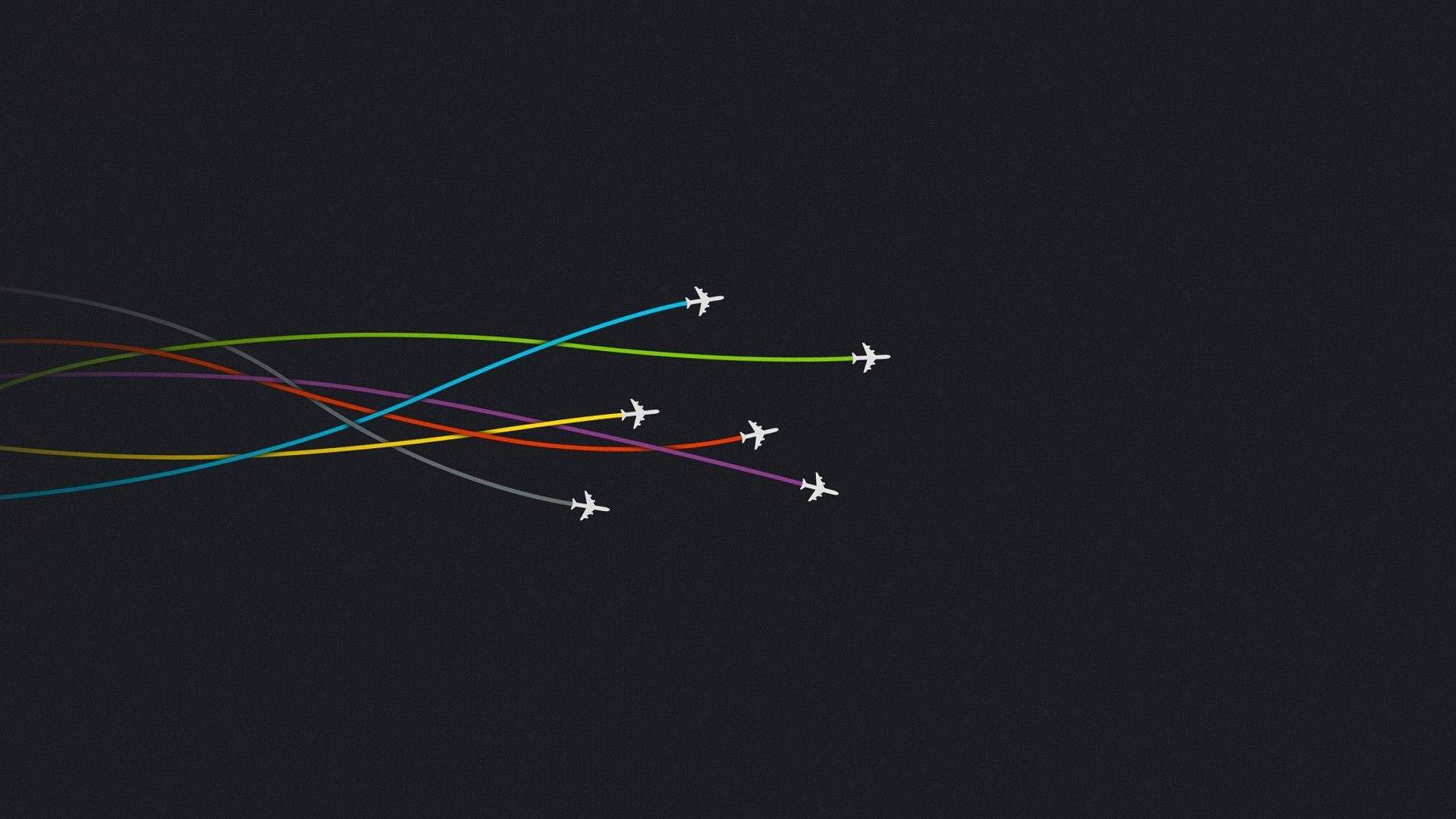 simple desktop racing planes, white airplanes, dark background, Full HD Desktop Wallpaper