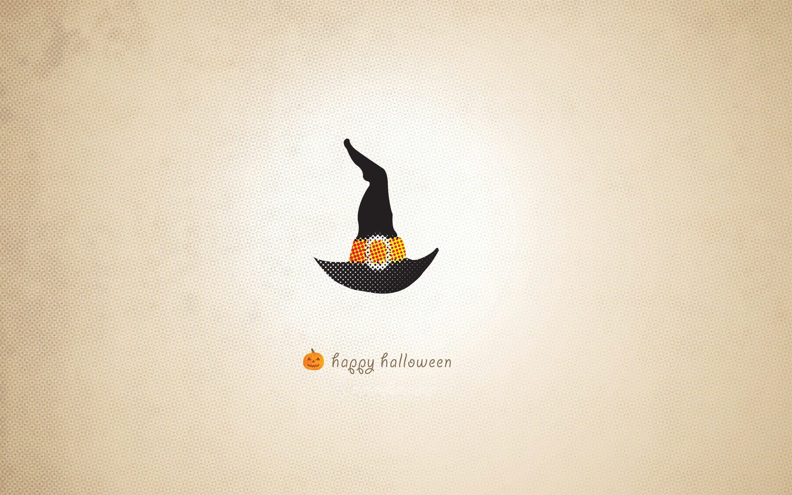 Simple Happy Halloween Witch Hat, black witch hat, orange candy corn trim, 2K Desktop Wallpaper