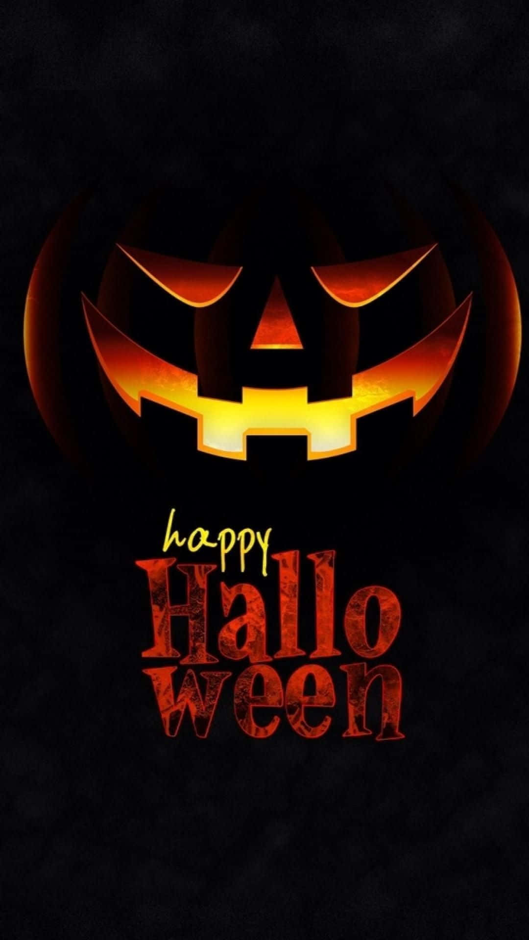 jack-o'-lantern, fiery orange light, dark textured background, Full HD Phone Wallpaper