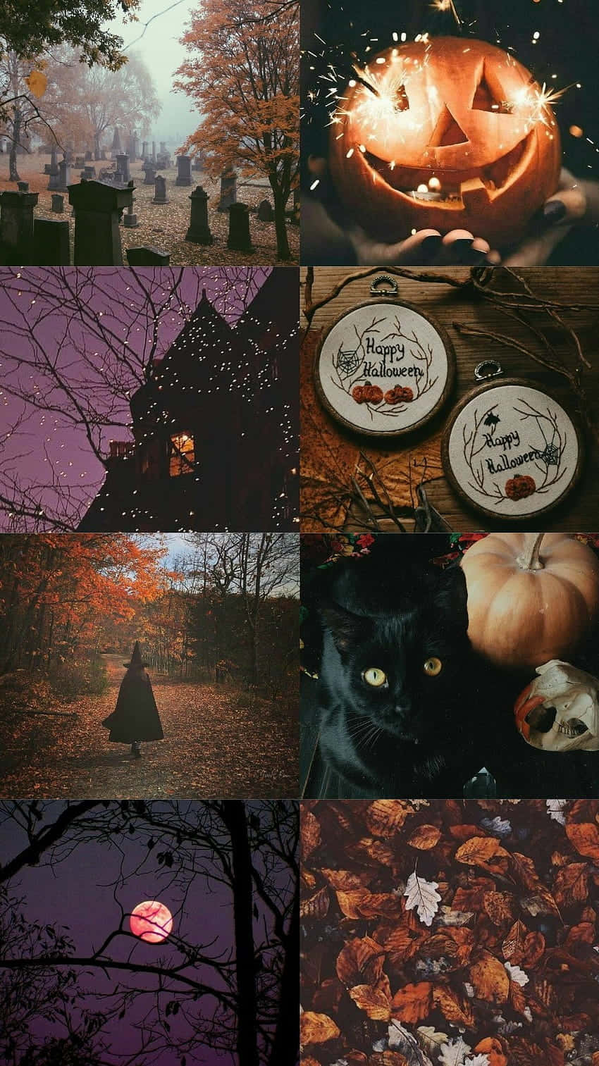 glowing jack-o-lantern, spooky graveyard, haunted house, HD Phone Wallpaper