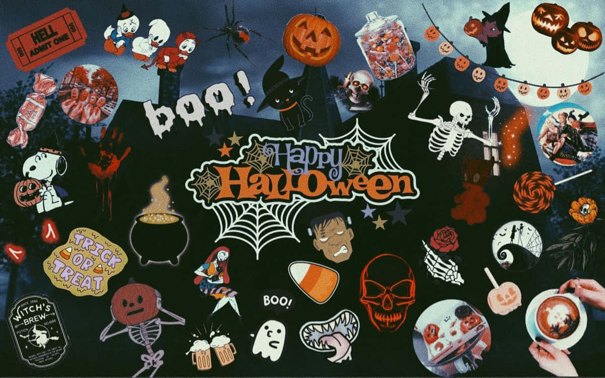 Halloween, pumpkins, skulls, SD Desktop Wallpaper