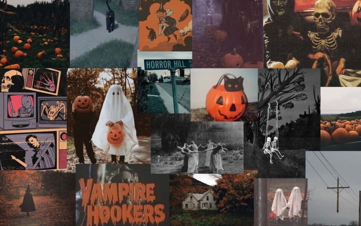 Halloween, pumpkins, skulls, SD Desktop Wallpaper