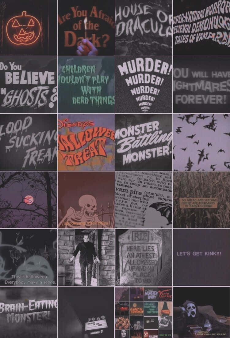 vintage horror movie posters, t-shirt designs, jack-o-lanterns, SD Phone Wallpaper