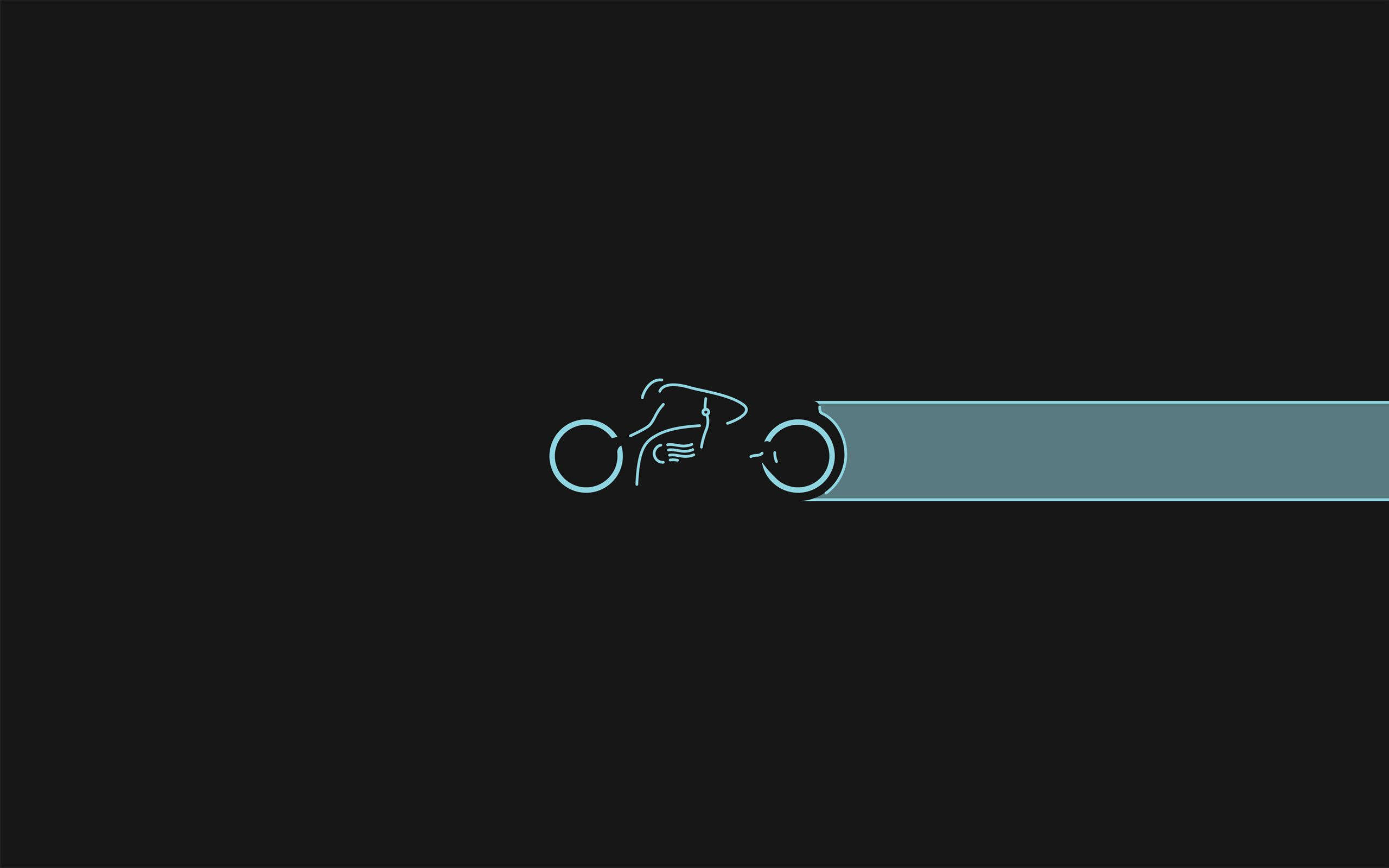 glowing blue line art, motorcycle silhouette, teal motion bar, 2K Desktop Wallpaper