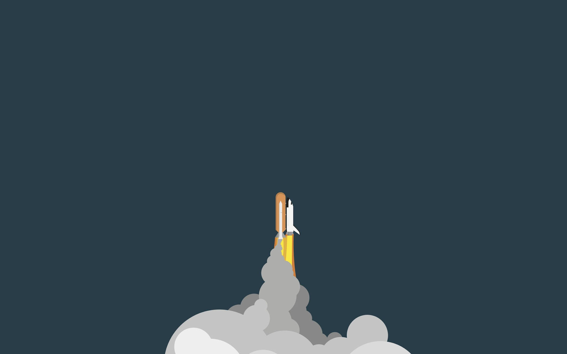 rocket, gray clouds, dark blue sky, Full HD Desktop Wallpaper