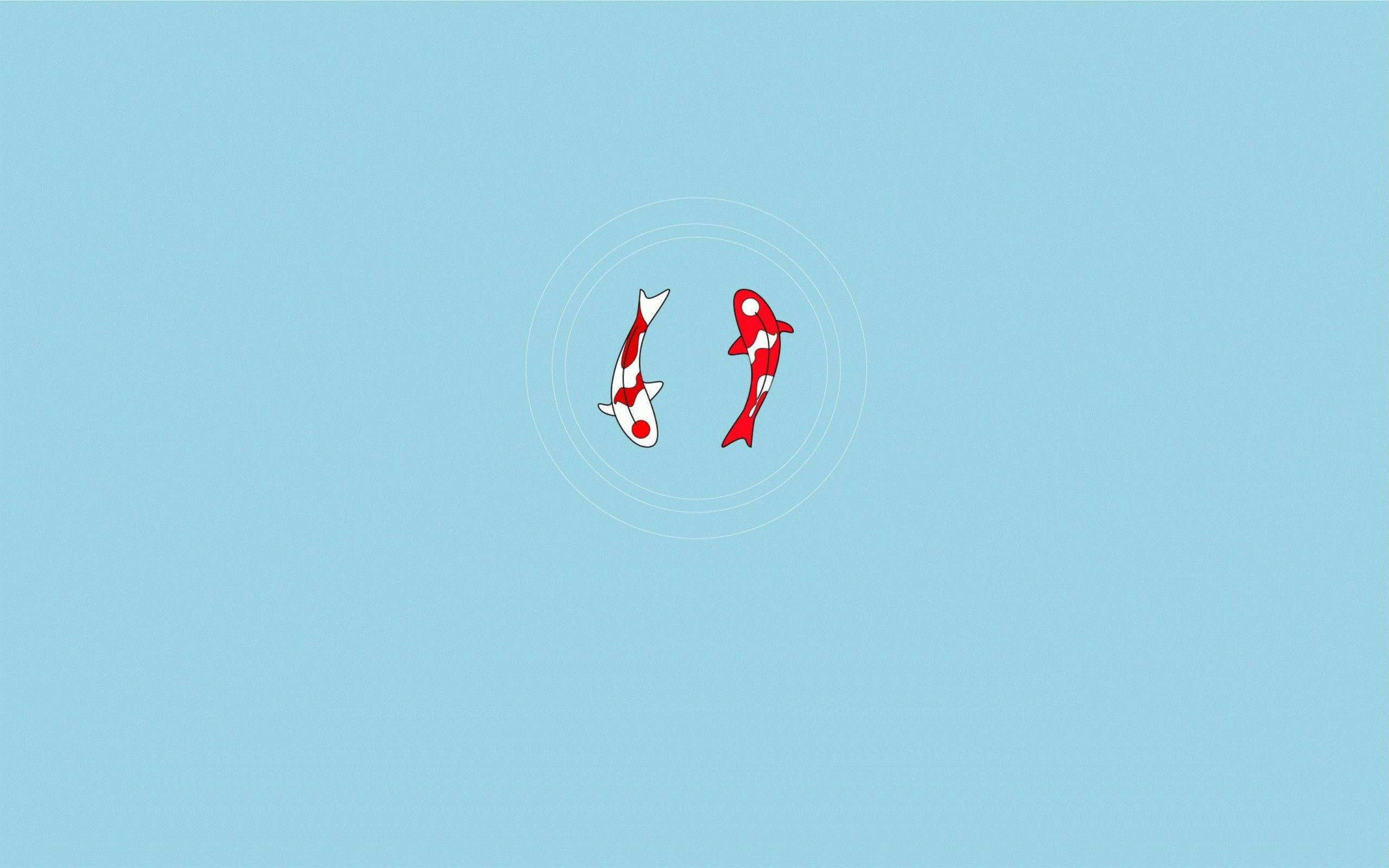 koi fish, stylized koi fish, soft blue background, 2K Desktop Wallpaper