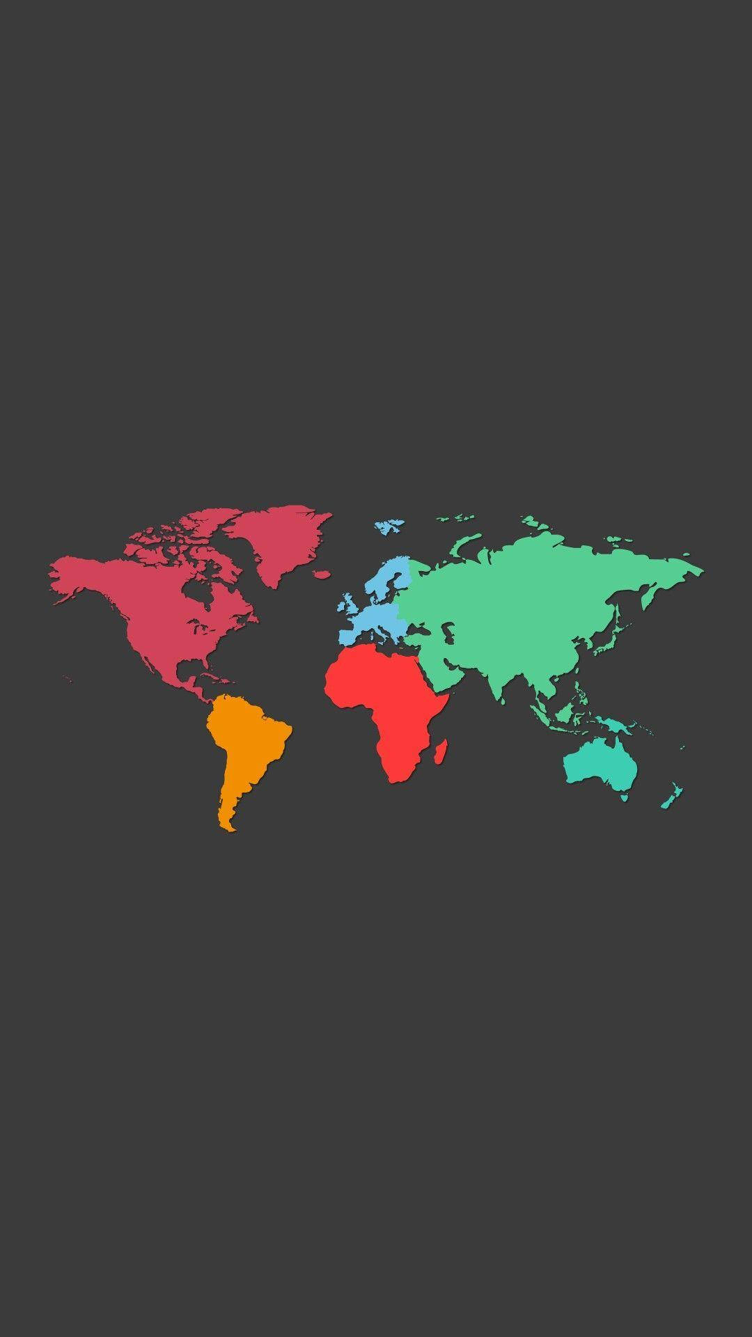 world map, continents, red, Full HD Phone Wallpaper