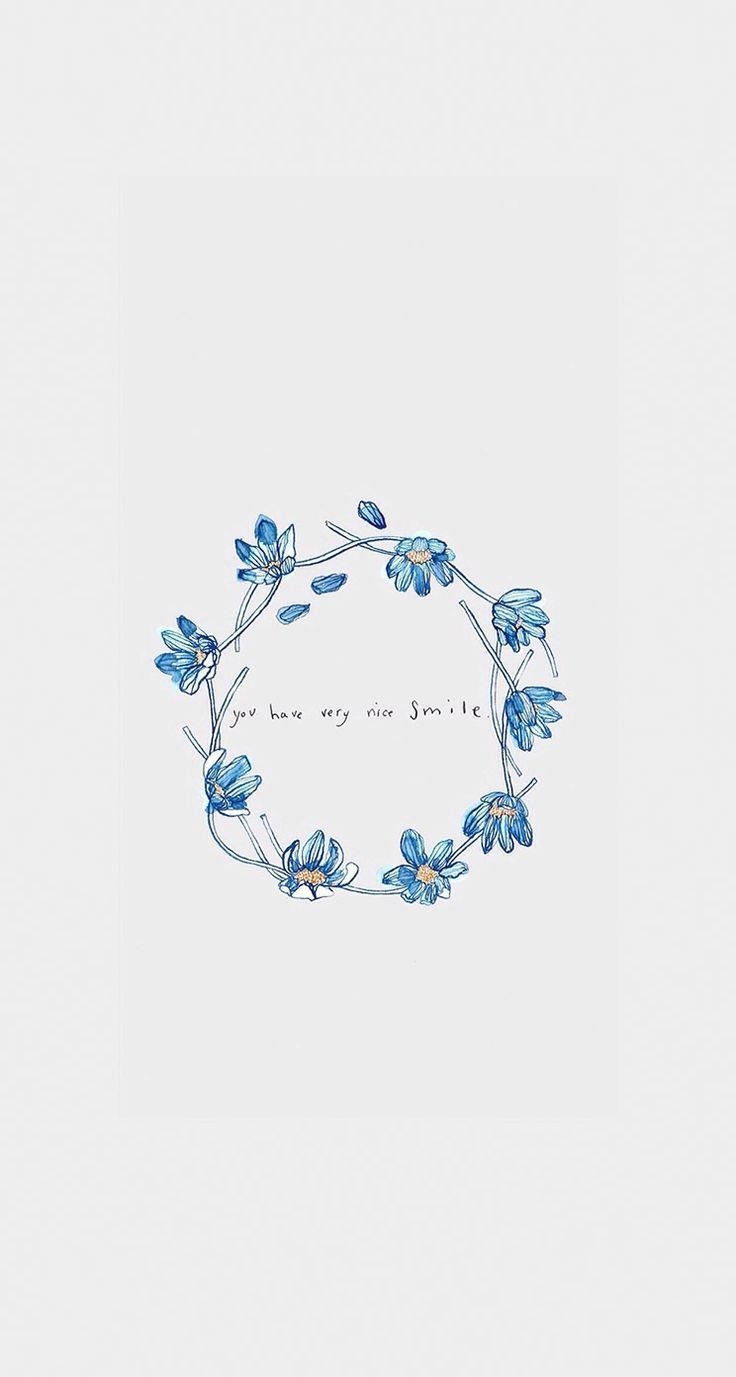 blue flower crown, handwritten text, soft white background, HD Phone Wallpaper