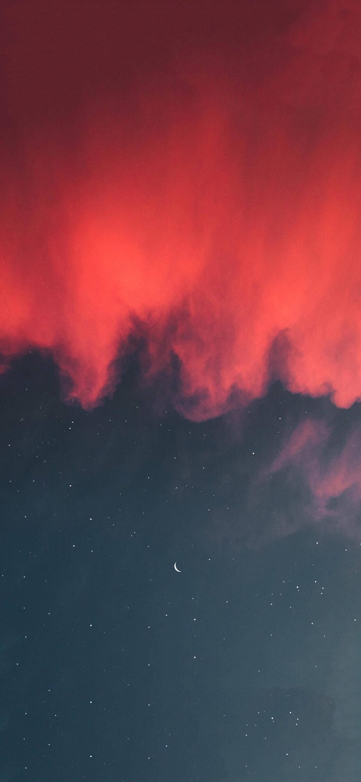 Red Clouds, night sky, fiery red clouds, 2K Phone Wallpaper