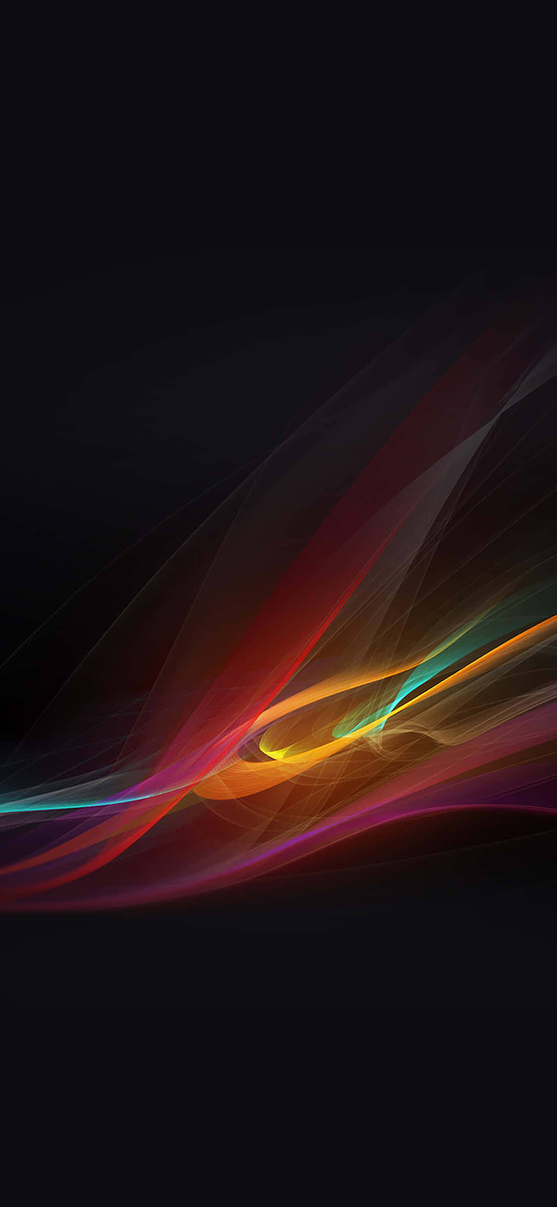 neon ribbons, deep black canvas, digital abstract composition, Full HD Phone Wallpaper