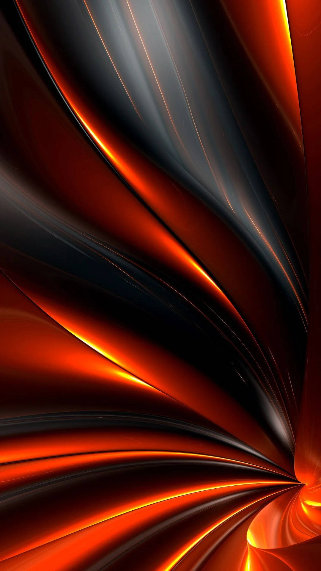 molten orange, deep black, glowing highlights, Full HD Phone Wallpaper