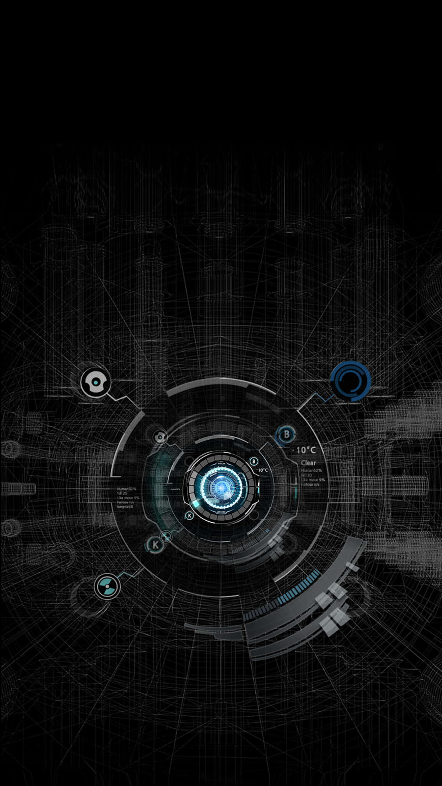 modern iPhone, holographic interface, blue light, 2K Phone Wallpaper