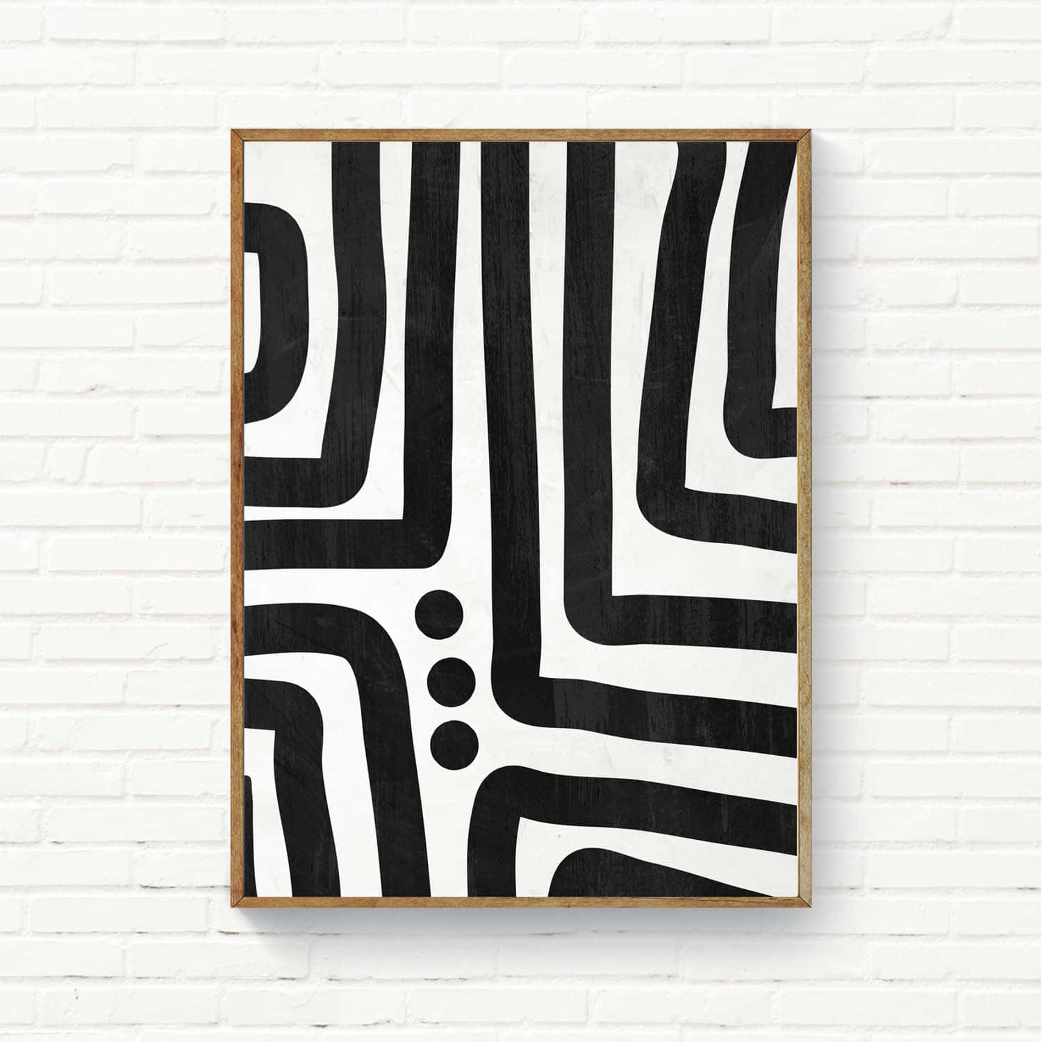 black and white abstract artwork, thick geometric lines, dots, HD Desktop Wallpaper