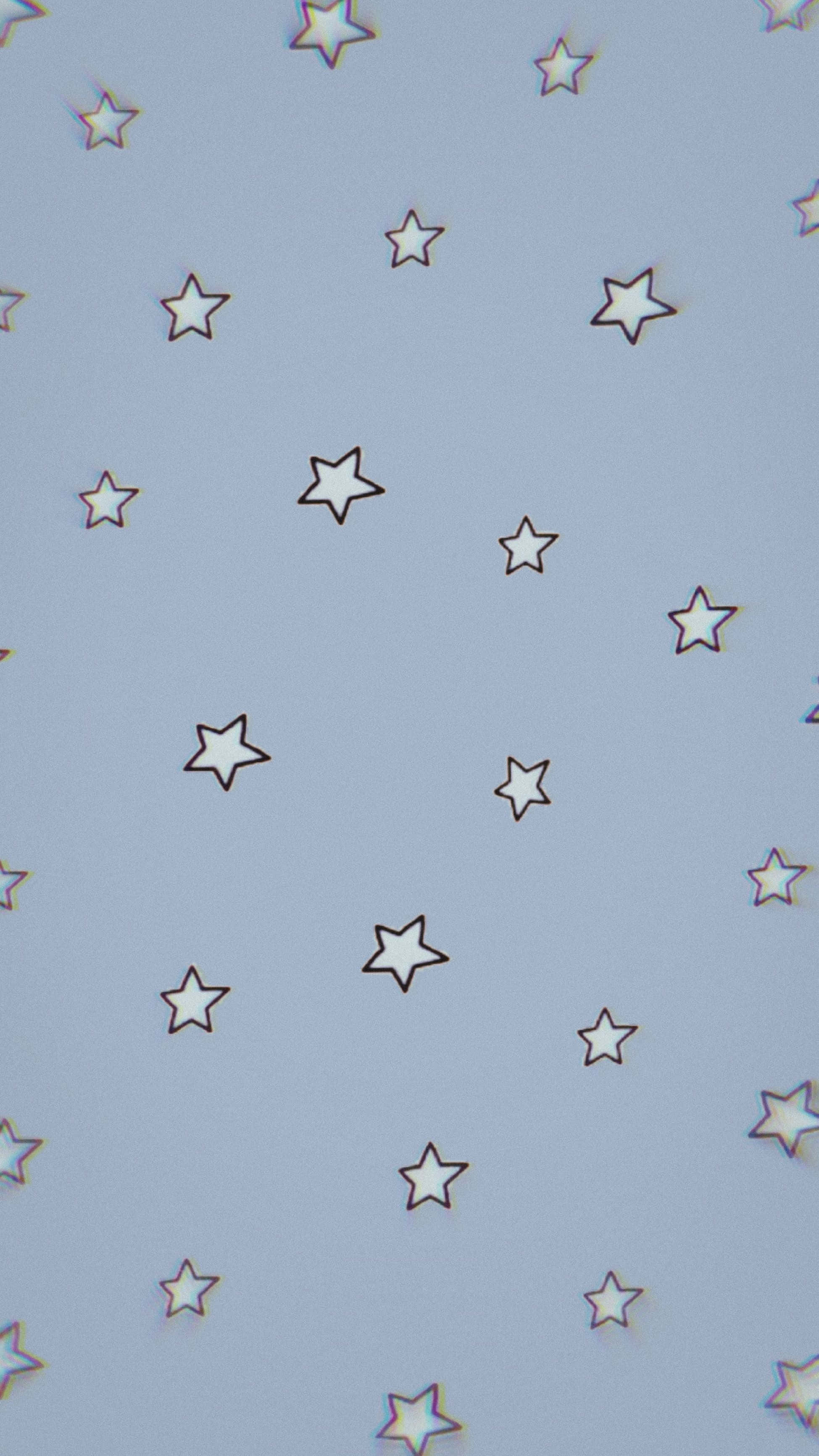 Simple Star Pattern iPhone, soft blue background, white outlined stars, 2K Phone Wallpaper