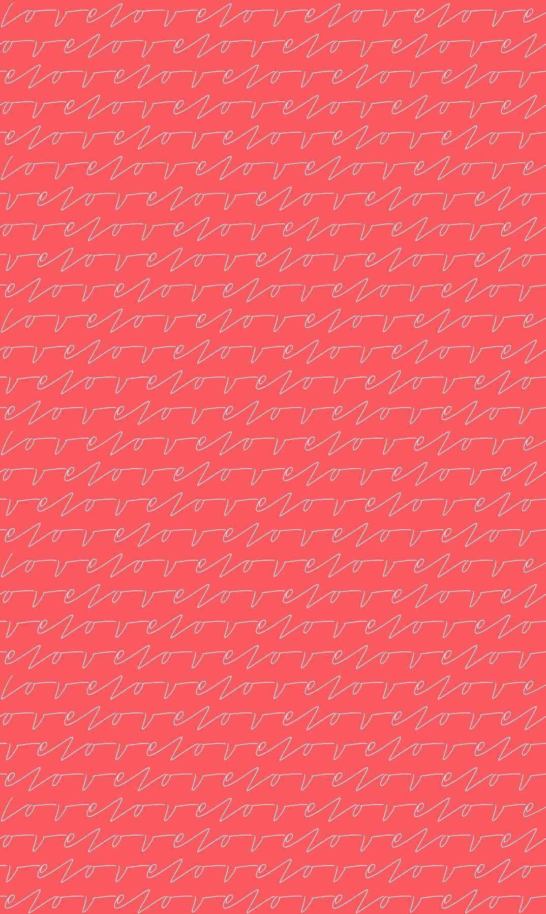 Simple Pattern iPhone, coral pink, white cursive 'love' text, HD Phone Wallpaper