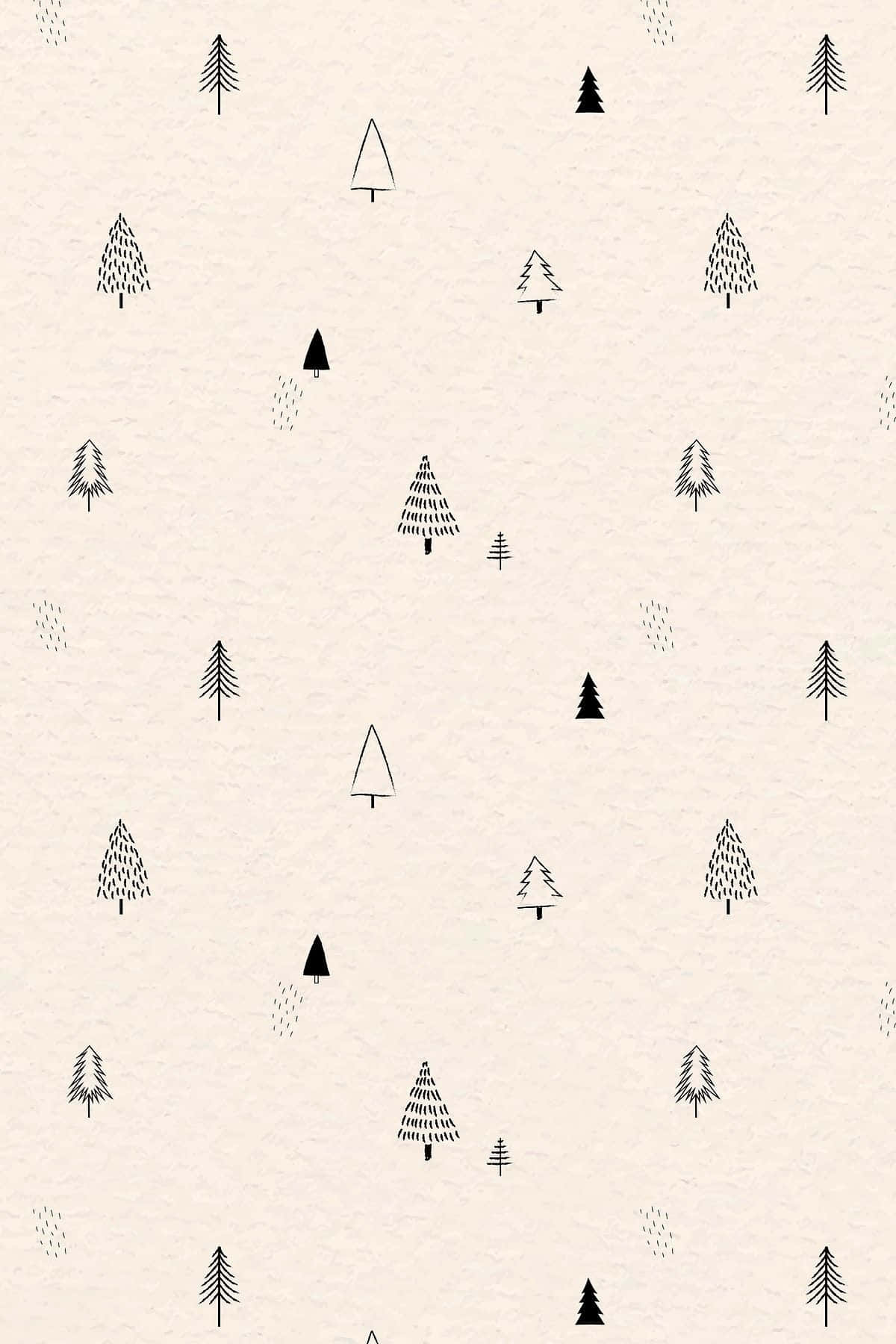 Simple Christmas Tree Pattern iPhone, pine trees, textured cream background, HD Phone Wallpaper