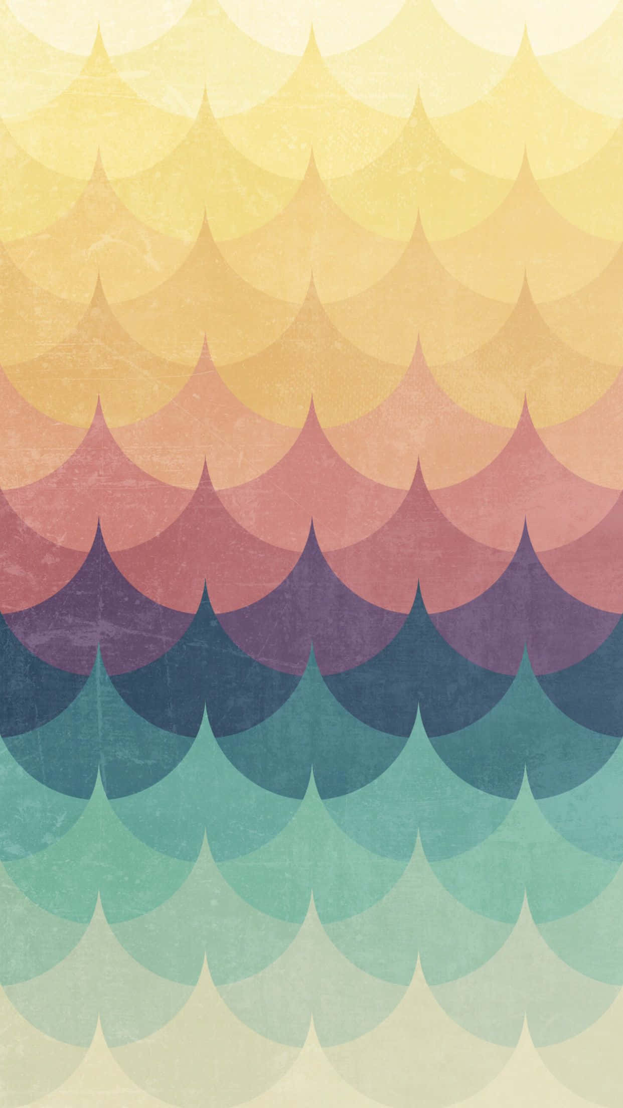vibrant gradient scalloped pattern, yellow to teal, vintage texture, Full HD Phone Wallpaper
