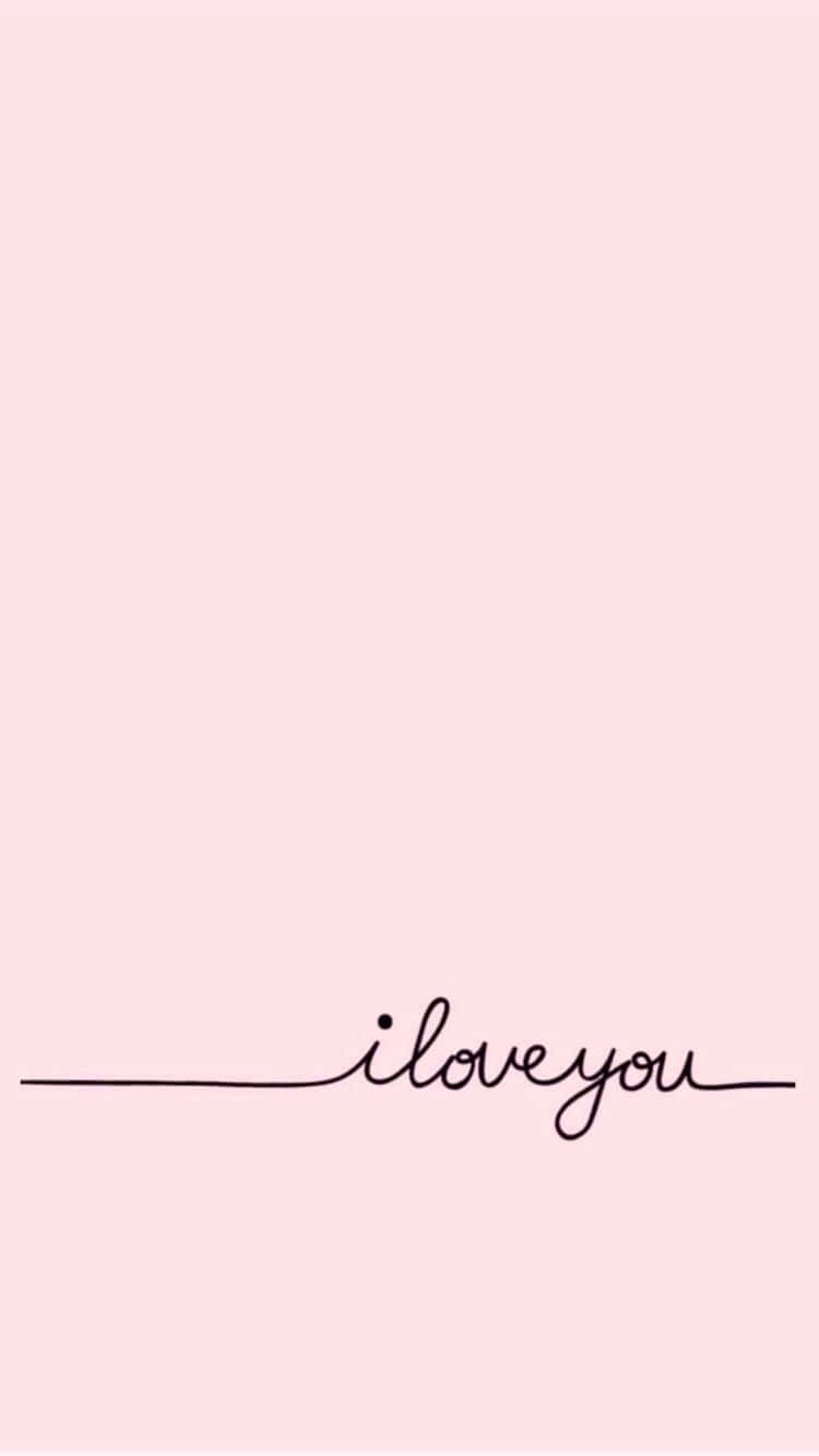 pink background, black cursive text, i love you, HD Phone Wallpaper