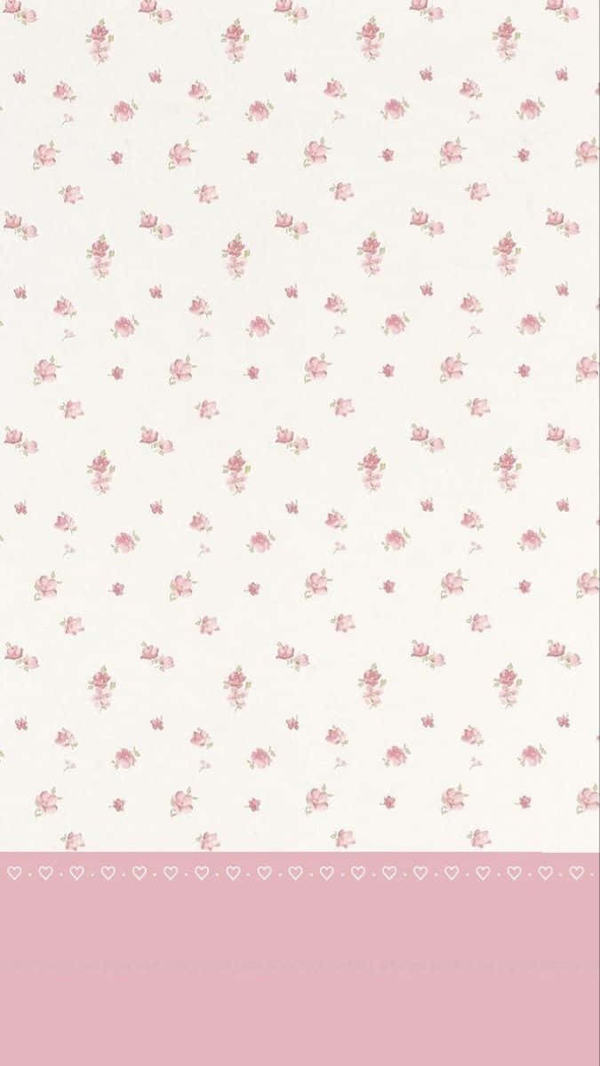 pink floral pattern, pink roses, tiny hearts, SD Phone Wallpaper