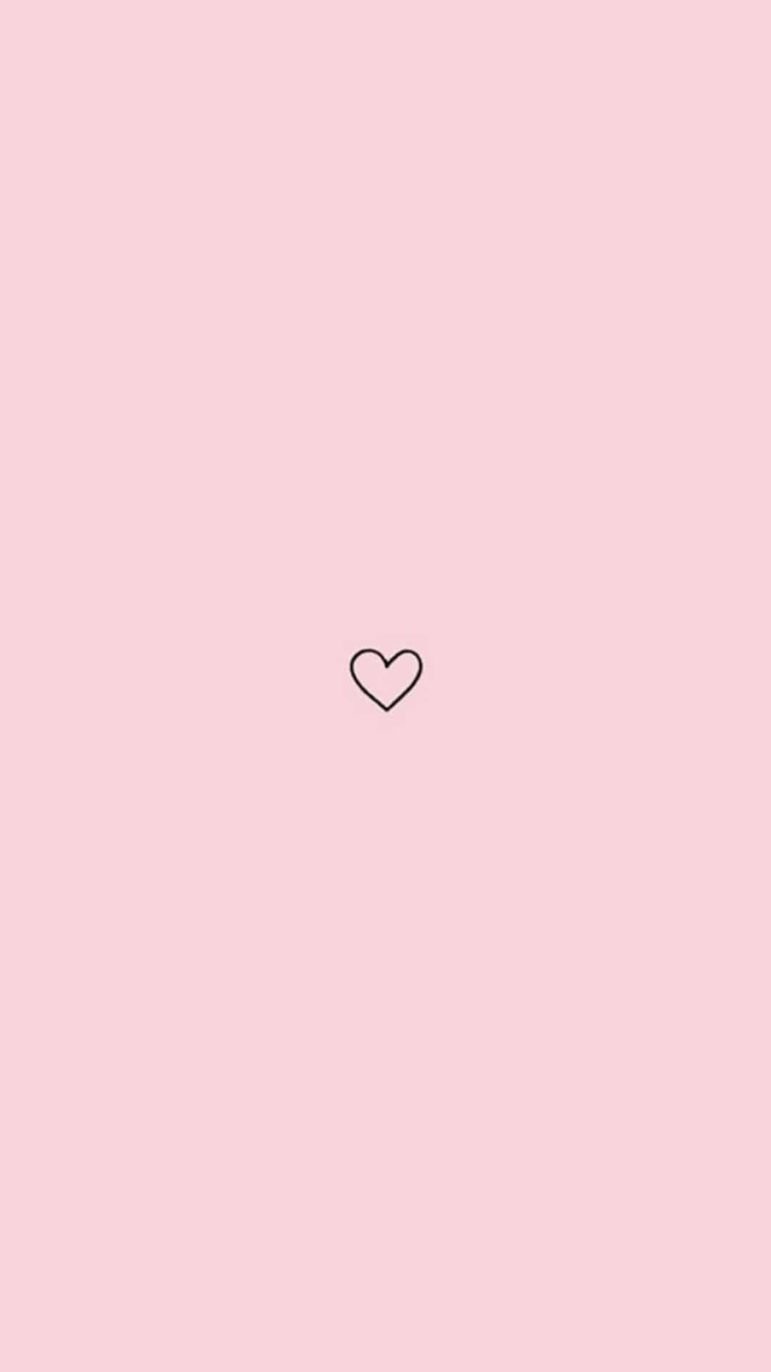 minimalist pink heart, black outline heart, soft pink background, Full HD Phone Wallpaper