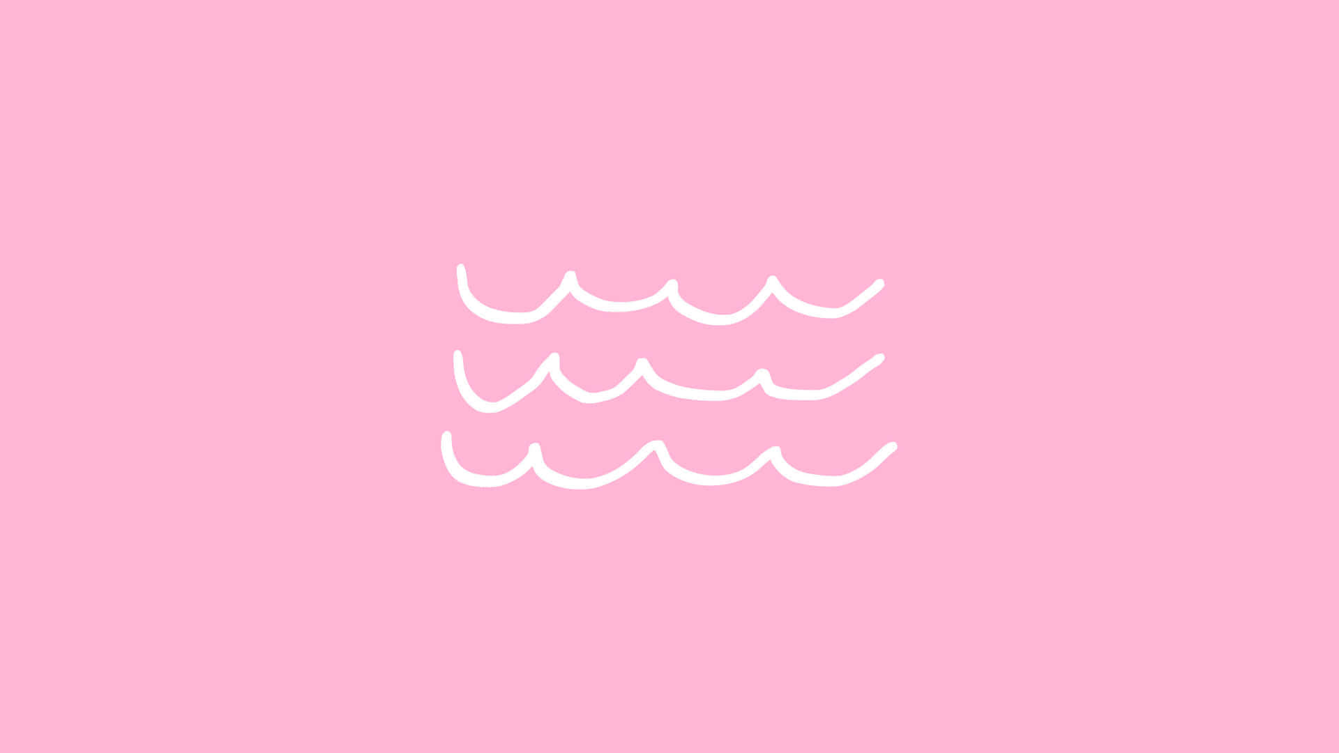 pastel pink background, three wavy white lines, centered, Full HD Desktop Wallpaper