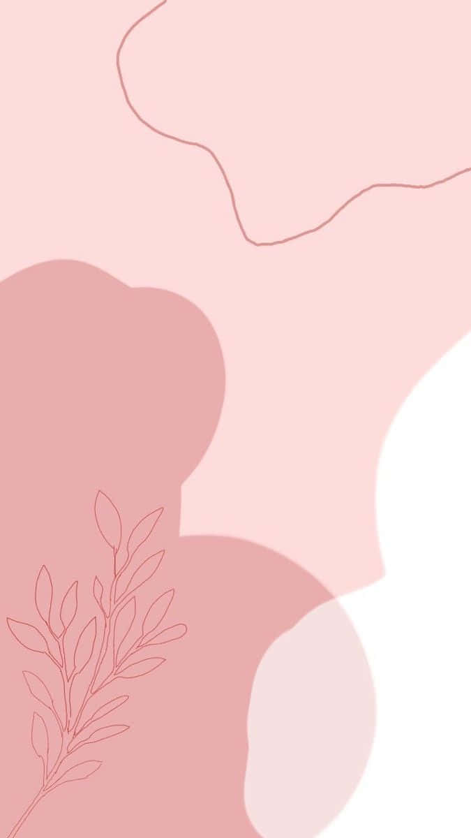 abstract pink aesthetic, soft pink abstract shapes, delicate line-drawn foliage, SD Phone Wallpaper