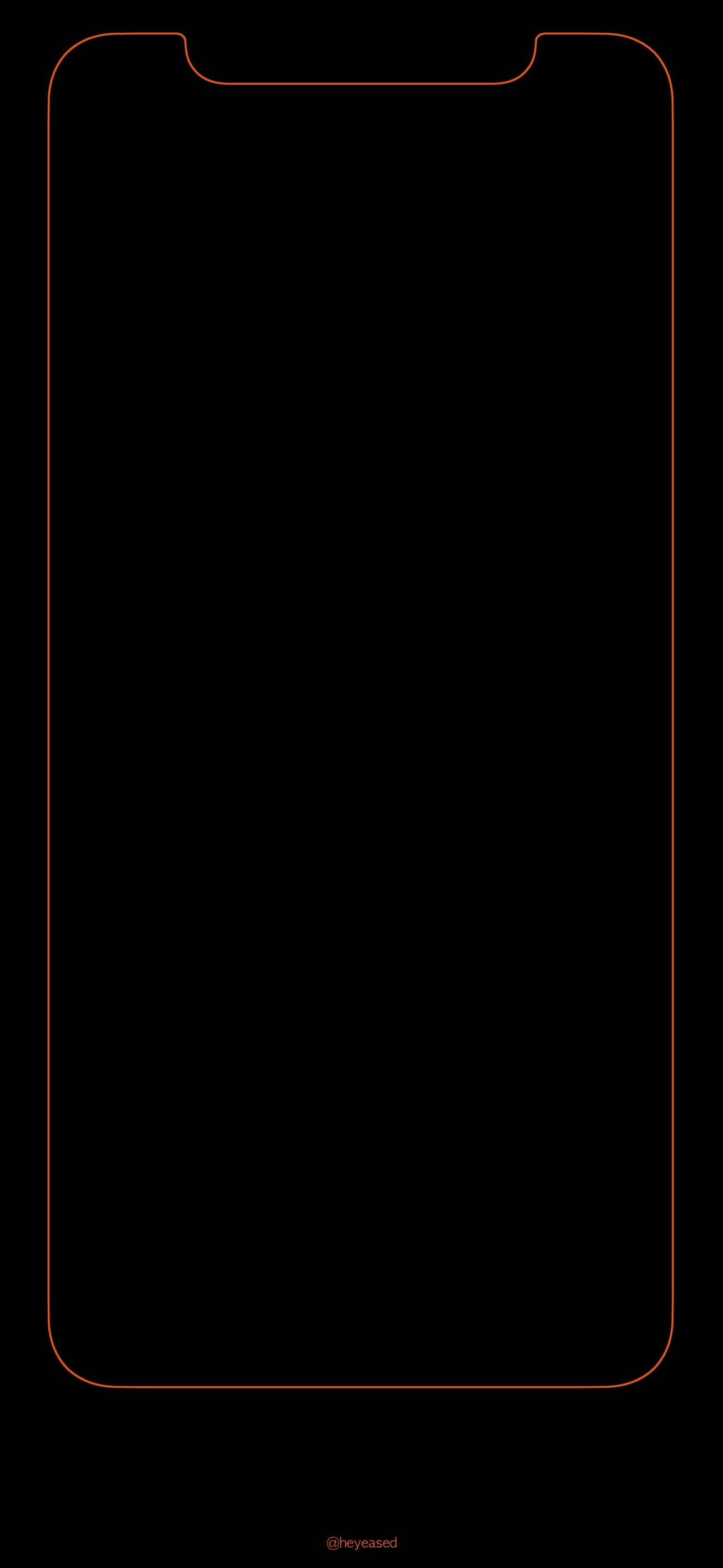 smartphone outline, glowing orange border, black background, 2K Phone Wallpaper
