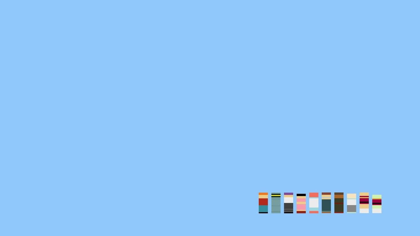 light blue background, colorful pixelated blocks, row of blocks, HD Desktop Wallpaper
