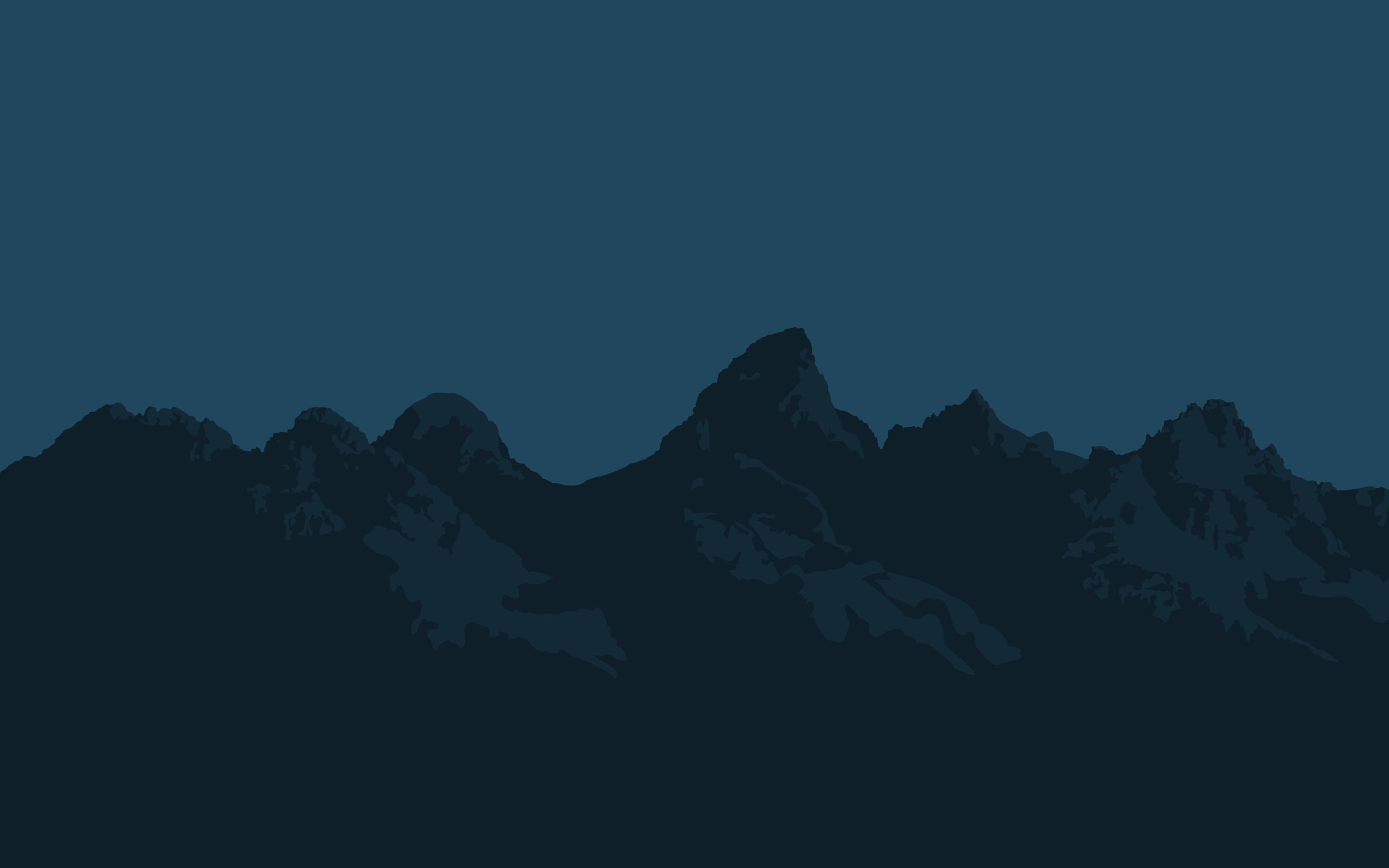 dark mountain ranges, jagged mountain peaks, deep teal twilight sky, 2K Desktop Wallpaper
