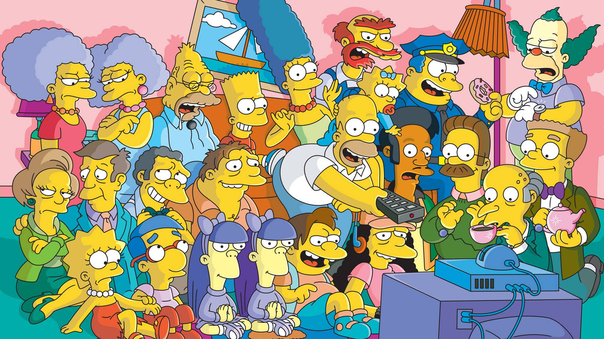 The Simpsons, characters, living room, Full HD Desktop Wallpaper