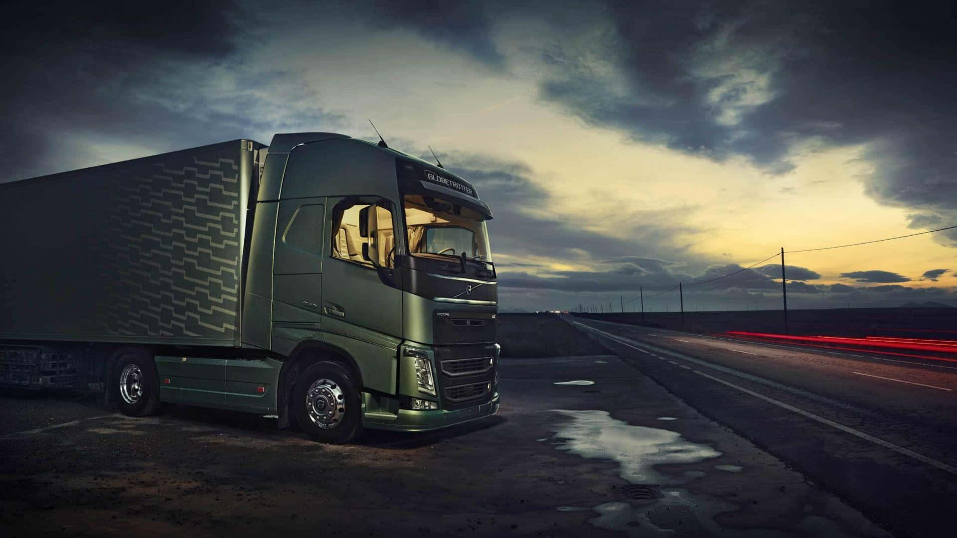 simulation games, 1920 x 1080, sleek green semi-truck, Full HD Desktop Wallpaper