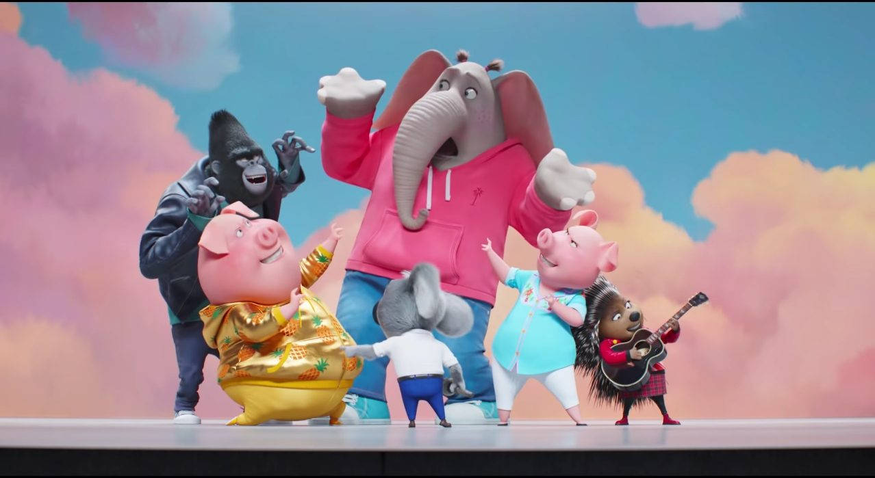 Sing 2, pink clouds, pastel sky, SD Desktop Wallpaper
