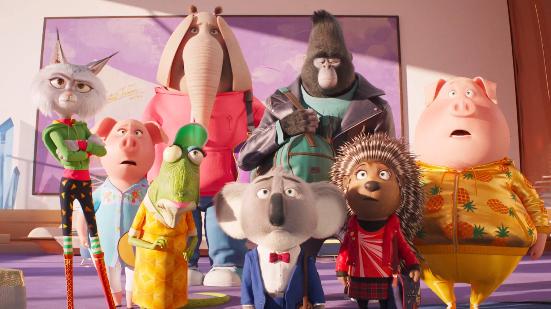 Sing 2, animated animal characters, colorful outfits, Full HD Desktop Wallpaper
