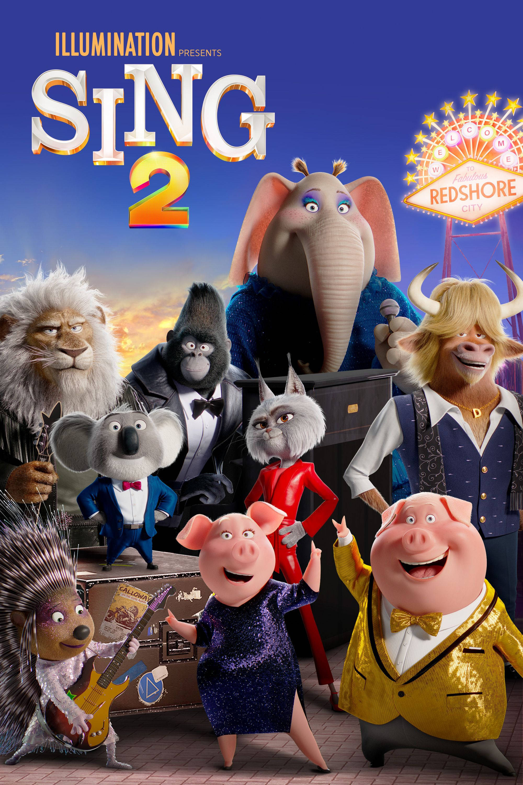 Sing 2, anthropomorphic animals, tuxedos, 2K Phone Wallpaper