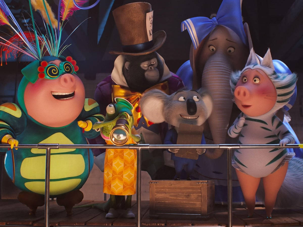 Sing 2, balcony, animated animal characters, SD Desktop Wallpaper