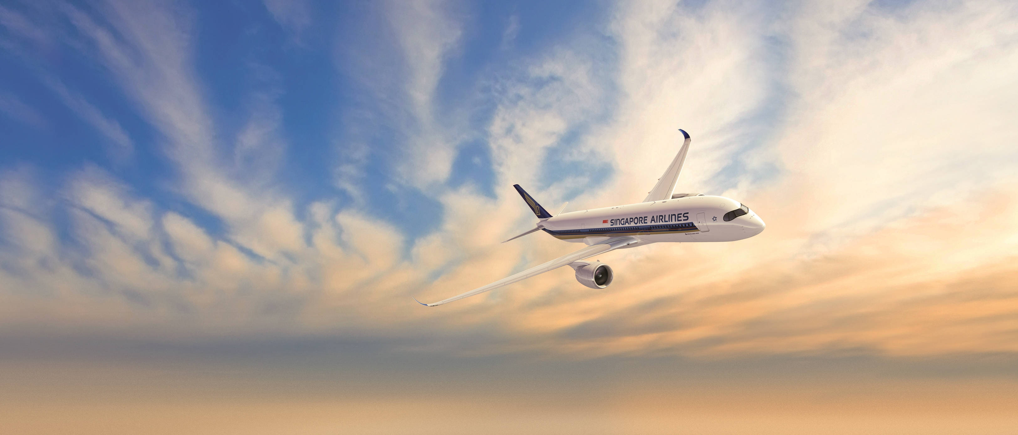 Singapore Airlines, orange, sunset, 2K Desktop Wallpaper